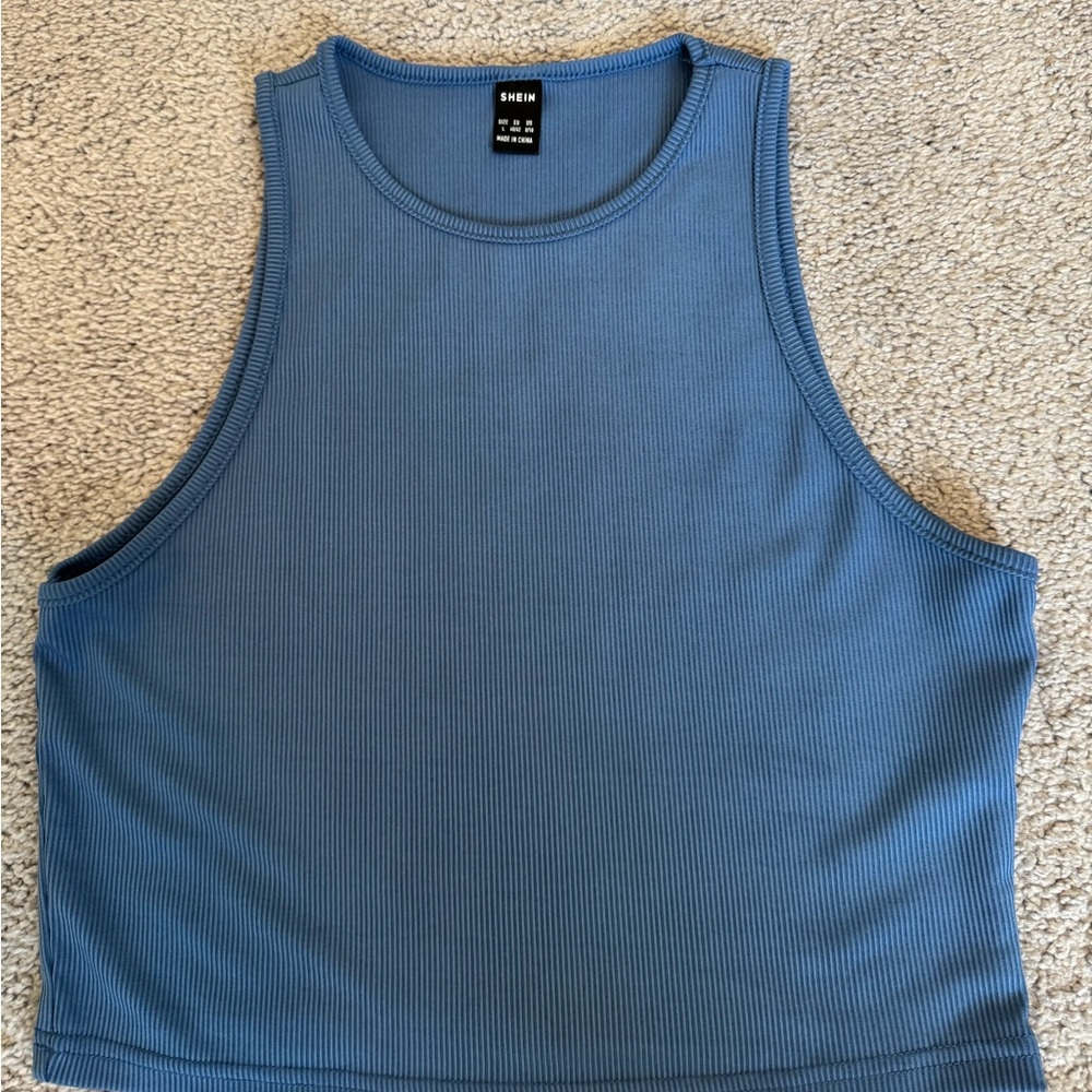 Dusty Blue Ribbed Top